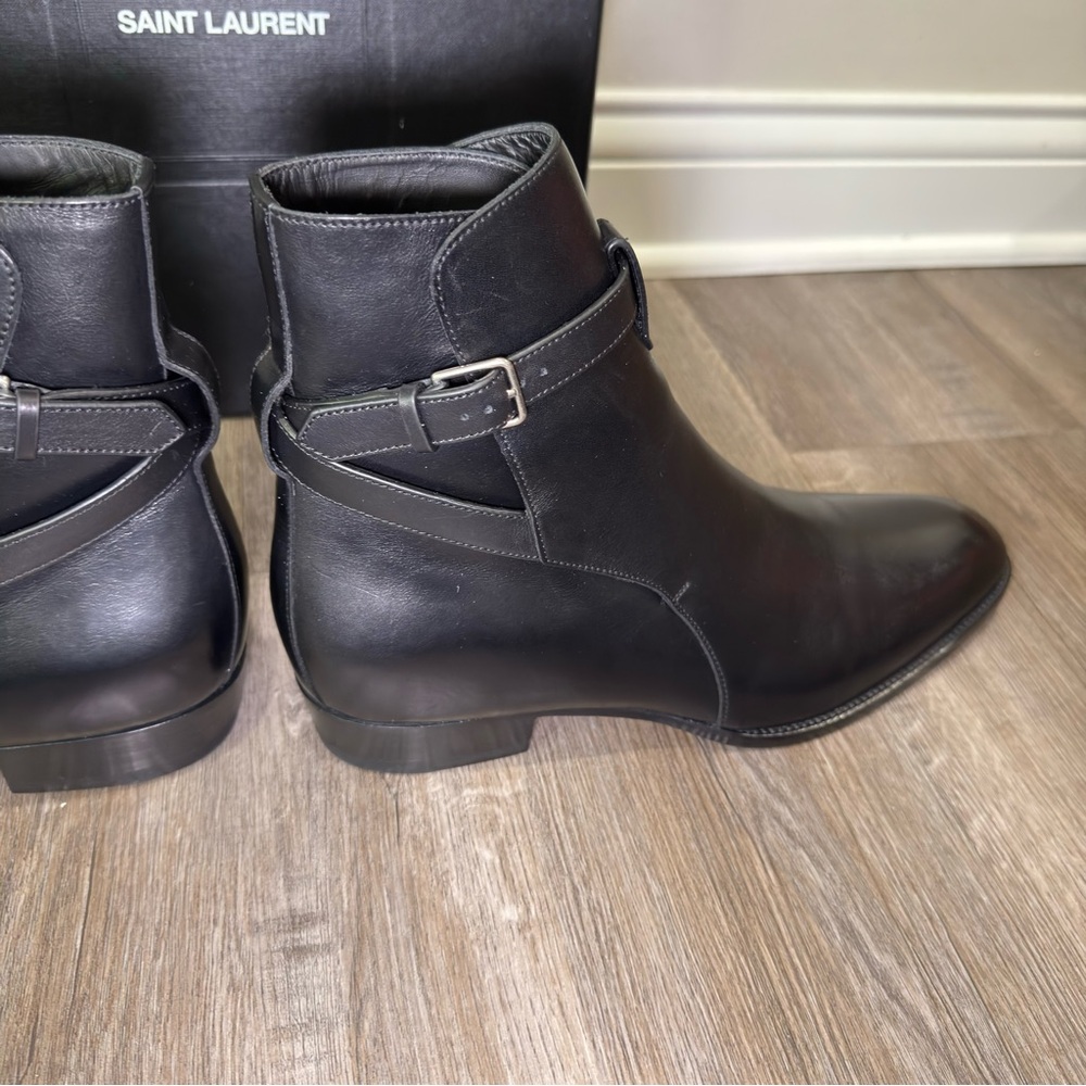 Saint Laurent Wyatt 30 Jodhpur Marrakesh Nero Black Leather Boots with Strap - Picture 9 of 16
